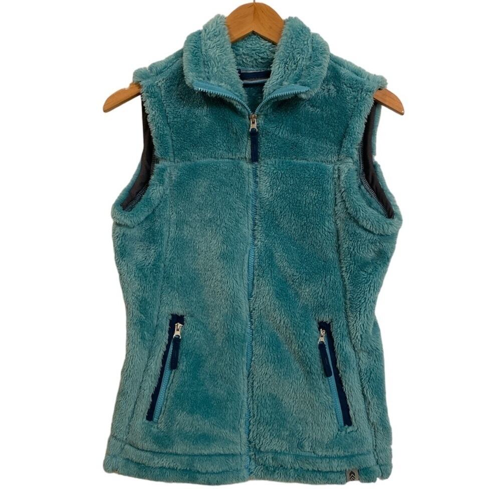 Free Country Teal Faux Fur Zip Front Vest Size Small